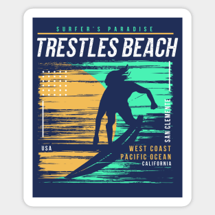 Retro Surfing Trestles San Clemente California // Vintage Surfer Beach // Surfer's Paradise Sticker